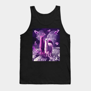 Outer Space Galaxy Cat With Llama Tank Top